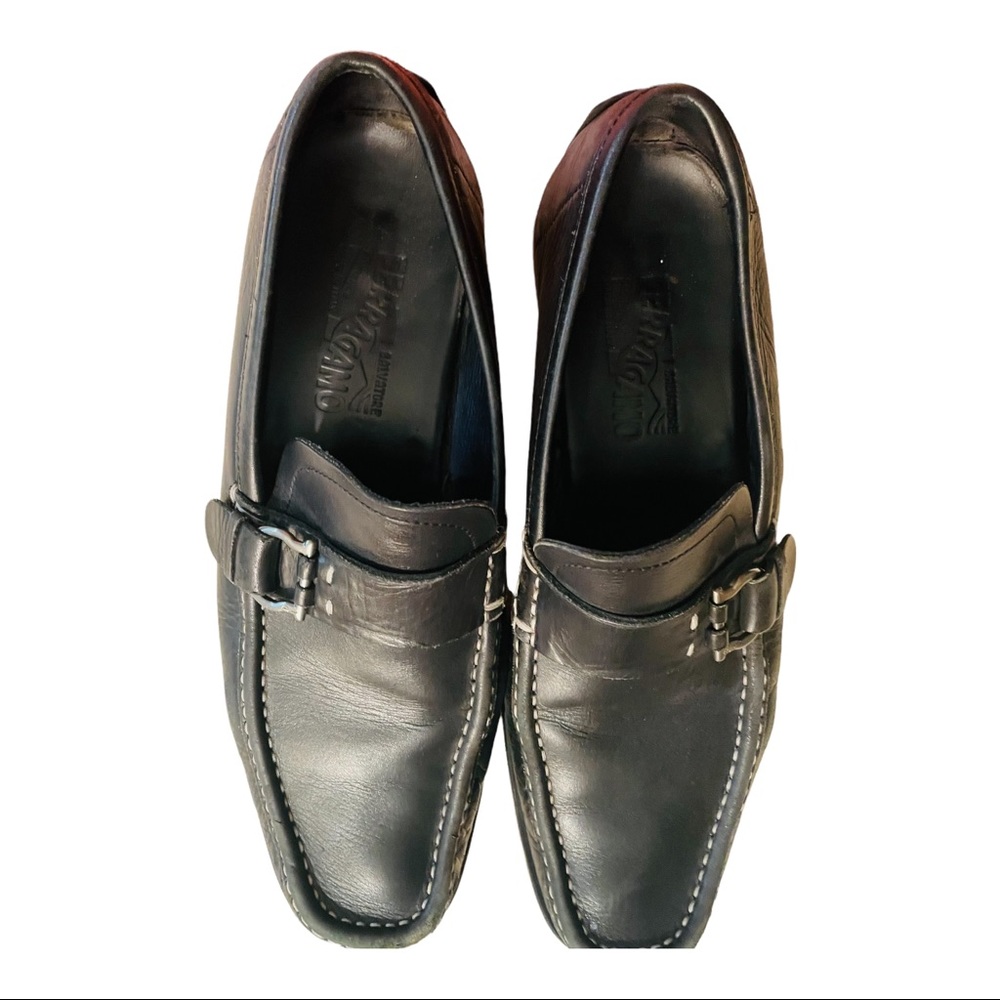 SALVATORE FERRAGAMO Black Leather Driving Mocs Size 9 D - Picture 11 of 16